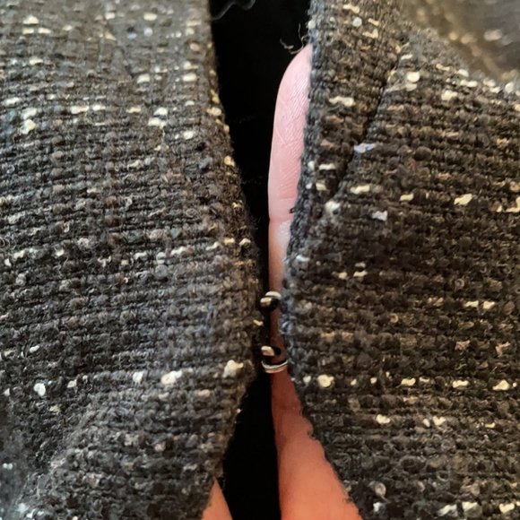 Loft Black White Speckled Tweed Blazer Jacket Career Lined Open Hook Closure 4 - Picture 8 of 8
